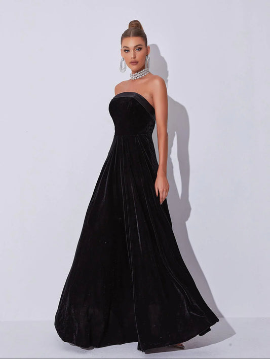 Princess velvet maxi dress (8040672952558)