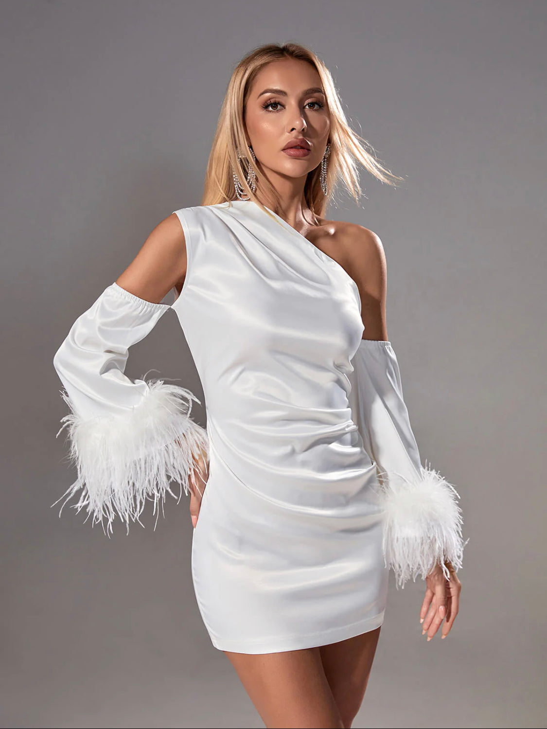 Clarissa satin mini dress (8041722249454)