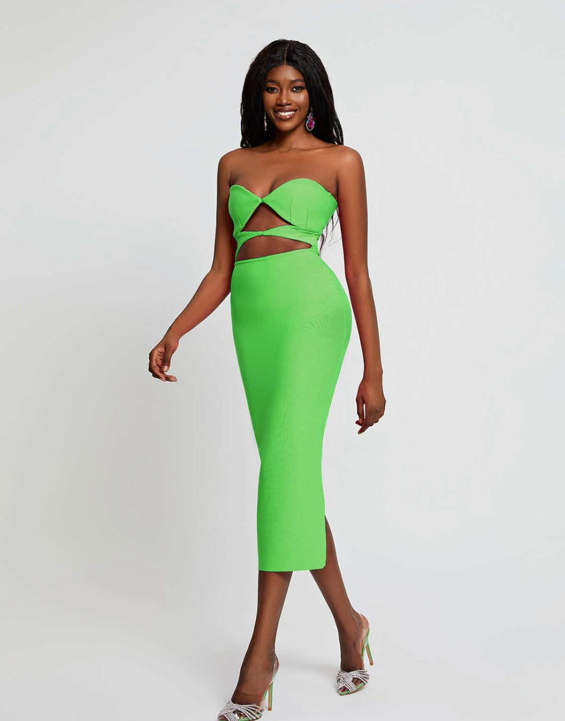 Milla strapless bandage midi dress (8039377699054)