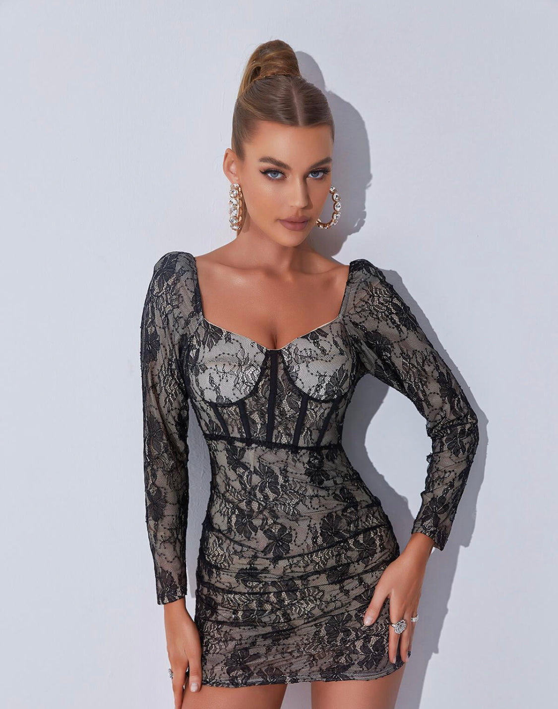 Leslie lace mini dress (8043745476846)