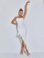 Esther strapless feather bandage midi dress (8039095009518)