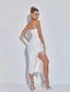 Esther strapless feather bandage midi dress (8039095009518)