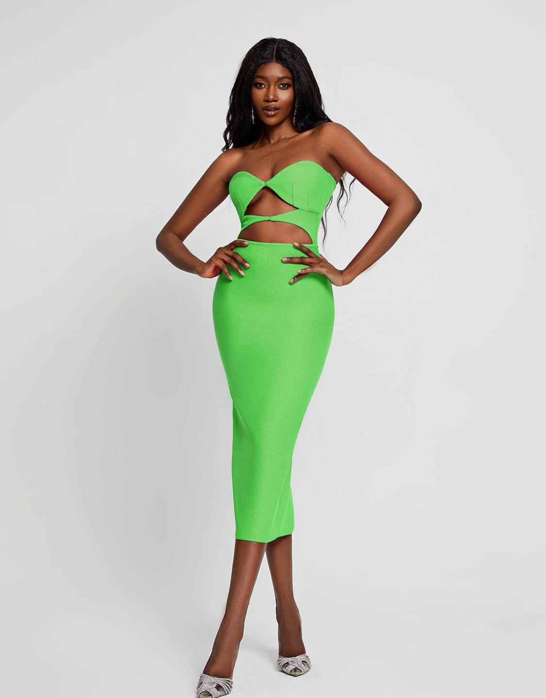 Milla strapless bandage midi dress (8039377699054)