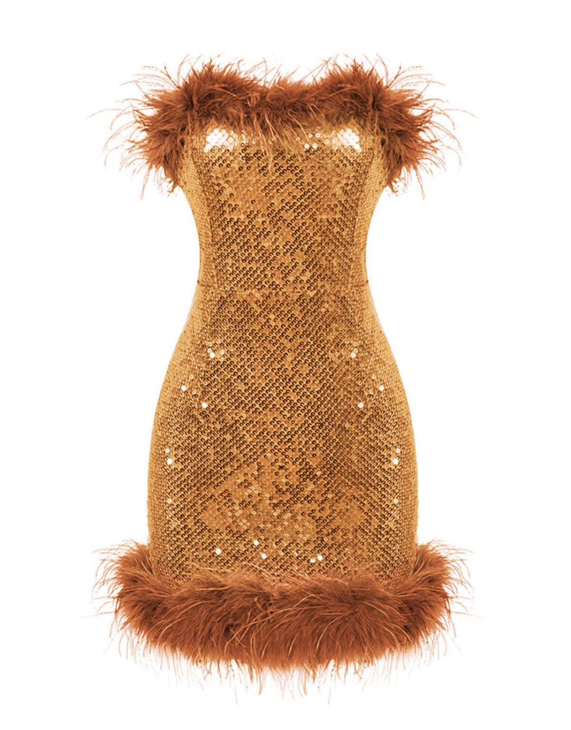 Brown sequin mini dress (8043712086254)